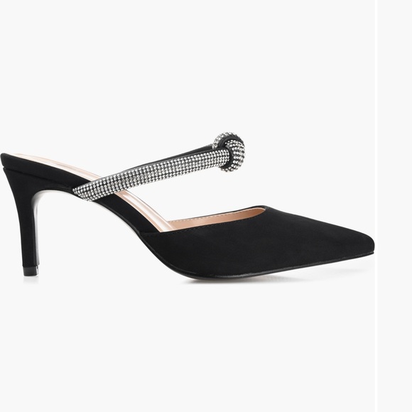 Never worn! 5.5 Black, rhinestones, Journee Collection, Lunna Mule Pump - Picture 3 of 16